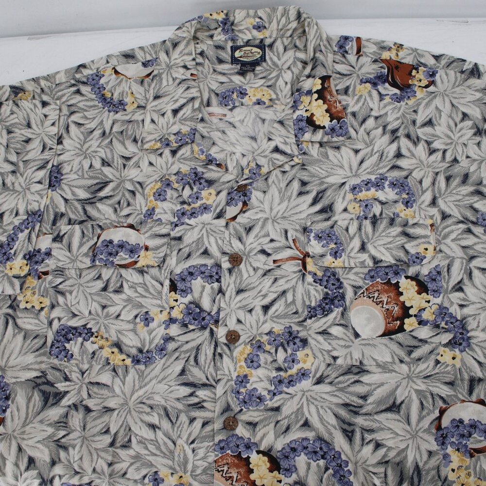 Vintage Tommy Bahama Hawaiian Shirt Mens 2XL Rayon camp floral print loop collar